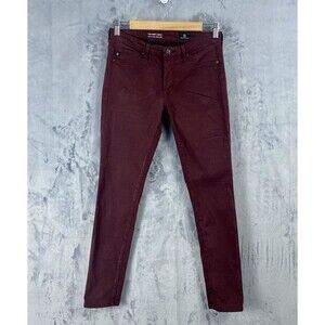 AG Adriano Goldschmied Jeans The Abbey Ankle Mid Rise Super Skinny Maroon Sz 25R